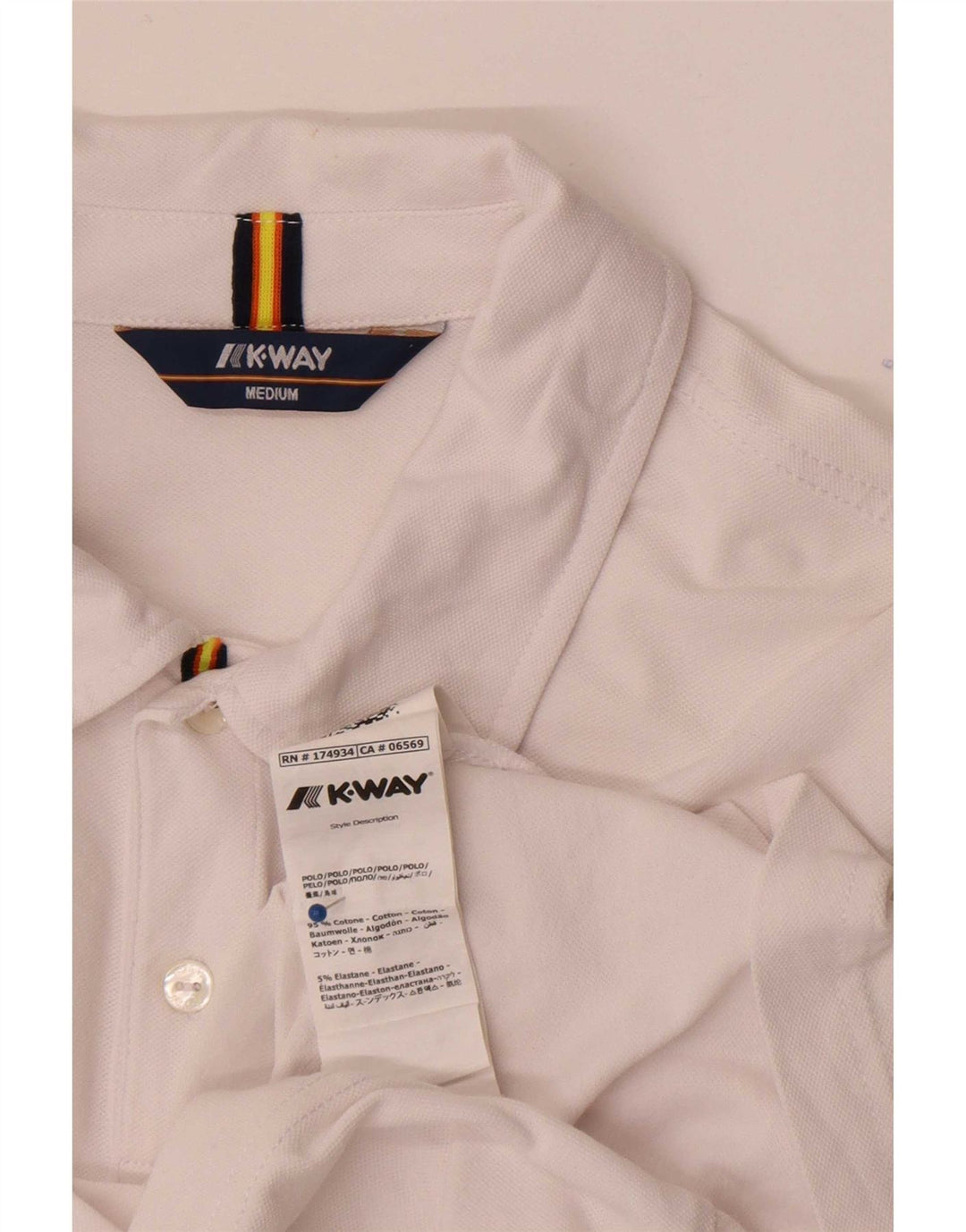 K-Way Mens Polo Shirt Medium White Cotton