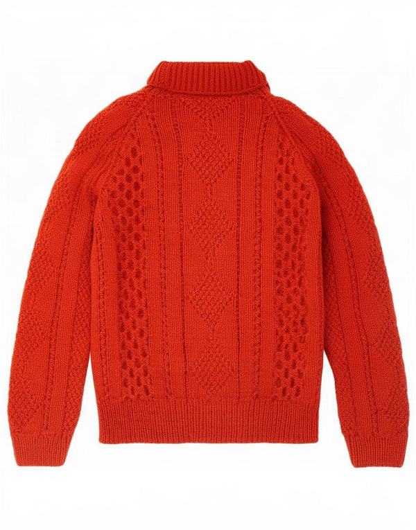 Vintage Womens Roll Neck Jumper Sweater UK 12 Medium Orange