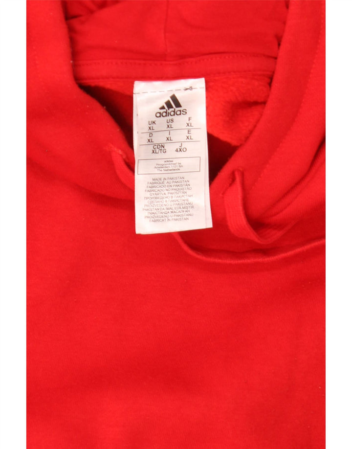 Adidas Mens Hoodie Jumper XL Red Polyester