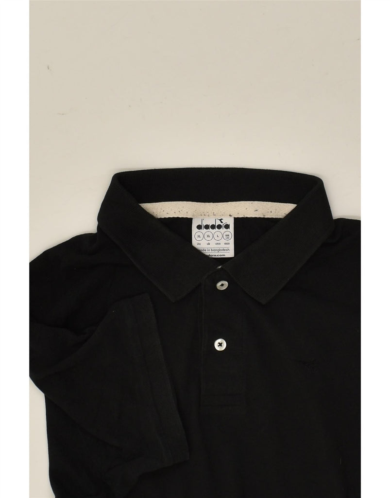 DIADORA Mens Polo Shirt XL Black Cotton | Vintage Diadora | Thrift | Second-Hand Diadora | Used Clothing | Messina Hembry 