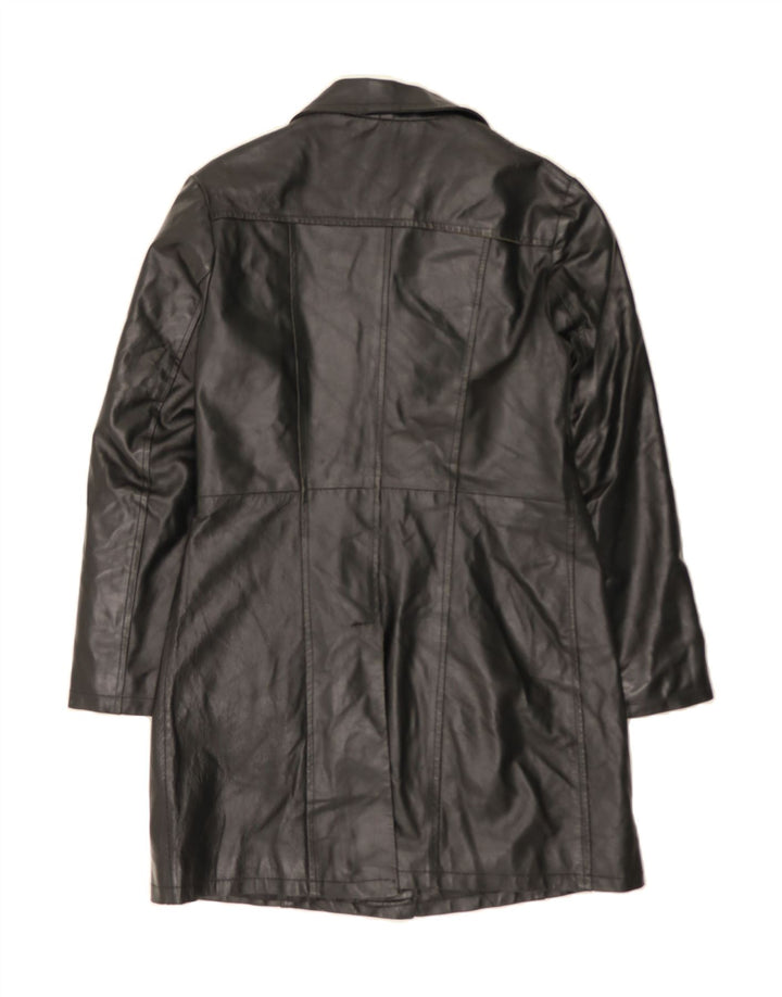 VIAMAESTRA Womens Leather Coat UK 14 Large Black Vintage Viamaestra and Second-Hand Viamaestra from Messina Hembry 