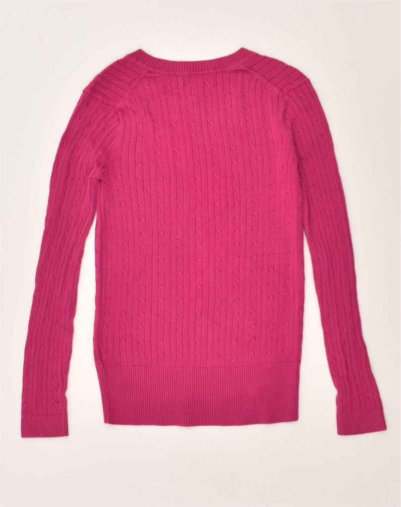 TOMMY HILFIGER Womens V-Neck Jumper Sweater UK 8 Small Pink Cotton | Vintage Tommy Hilfiger | Thrift | Second-Hand Tommy Hilfiger | Used Clothing | Messina Hembry 