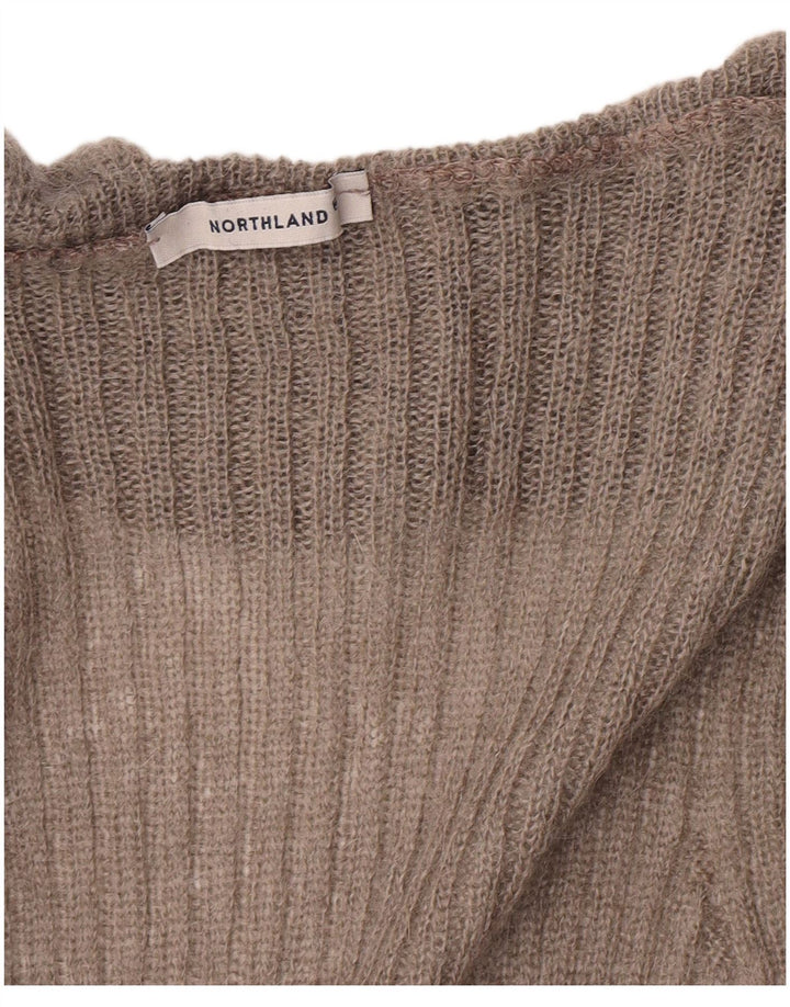 Northland Womens Longline Ruffle Front Cardigan Sweater UK 8 Small Grey