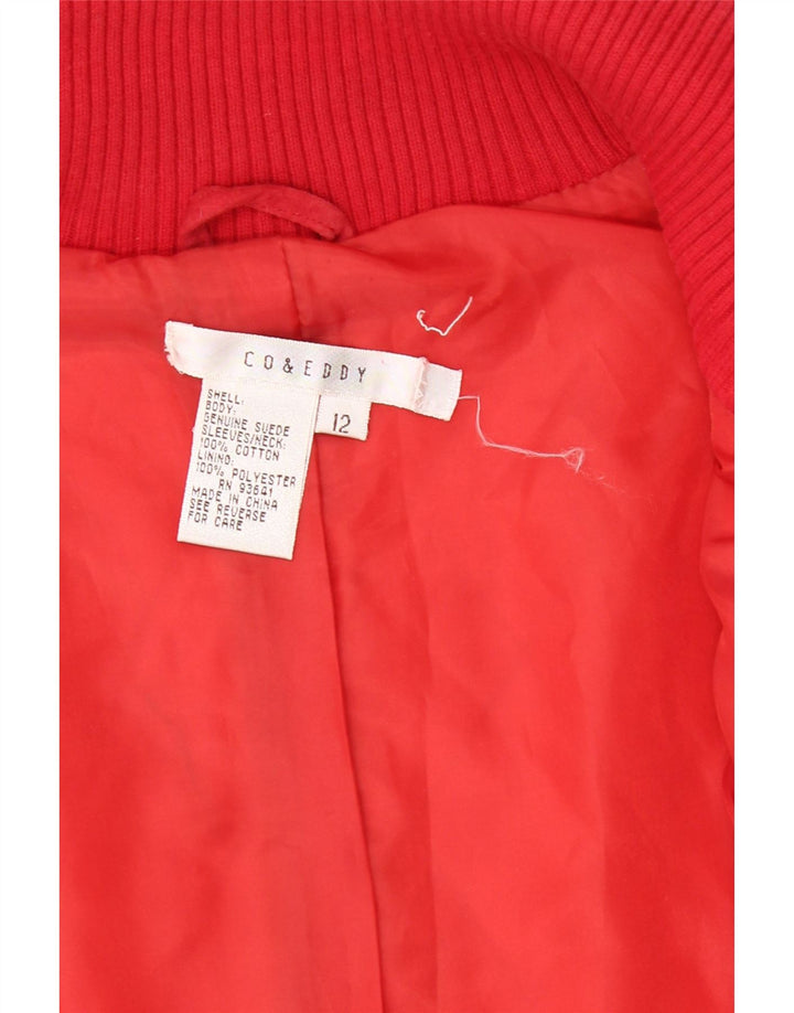CO&EDDY Womens Knit Suede Jacket US 12 Large Red Suede Vintage Co&Eddy and Second-Hand Co&Eddy from Messina Hembry 