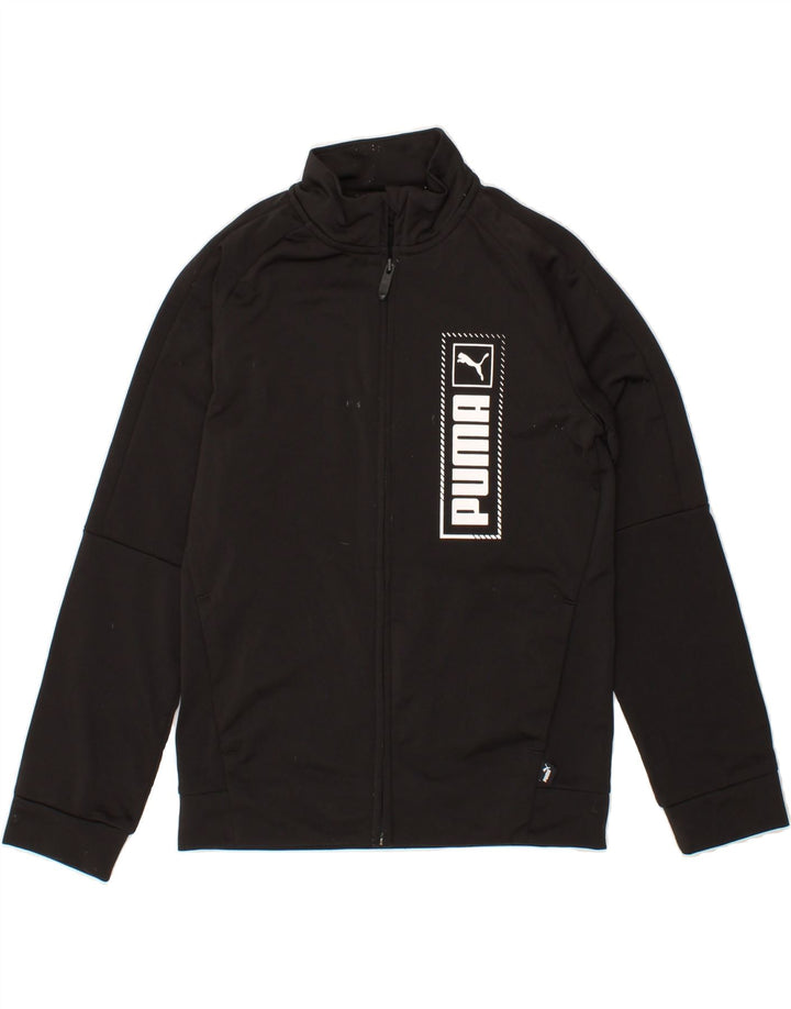 PUMA Boys Graphic Tracksuit Top Jacket 11-12 Years Black Polyester Vintage Puma and Second-Hand Puma from Messina Hembry 