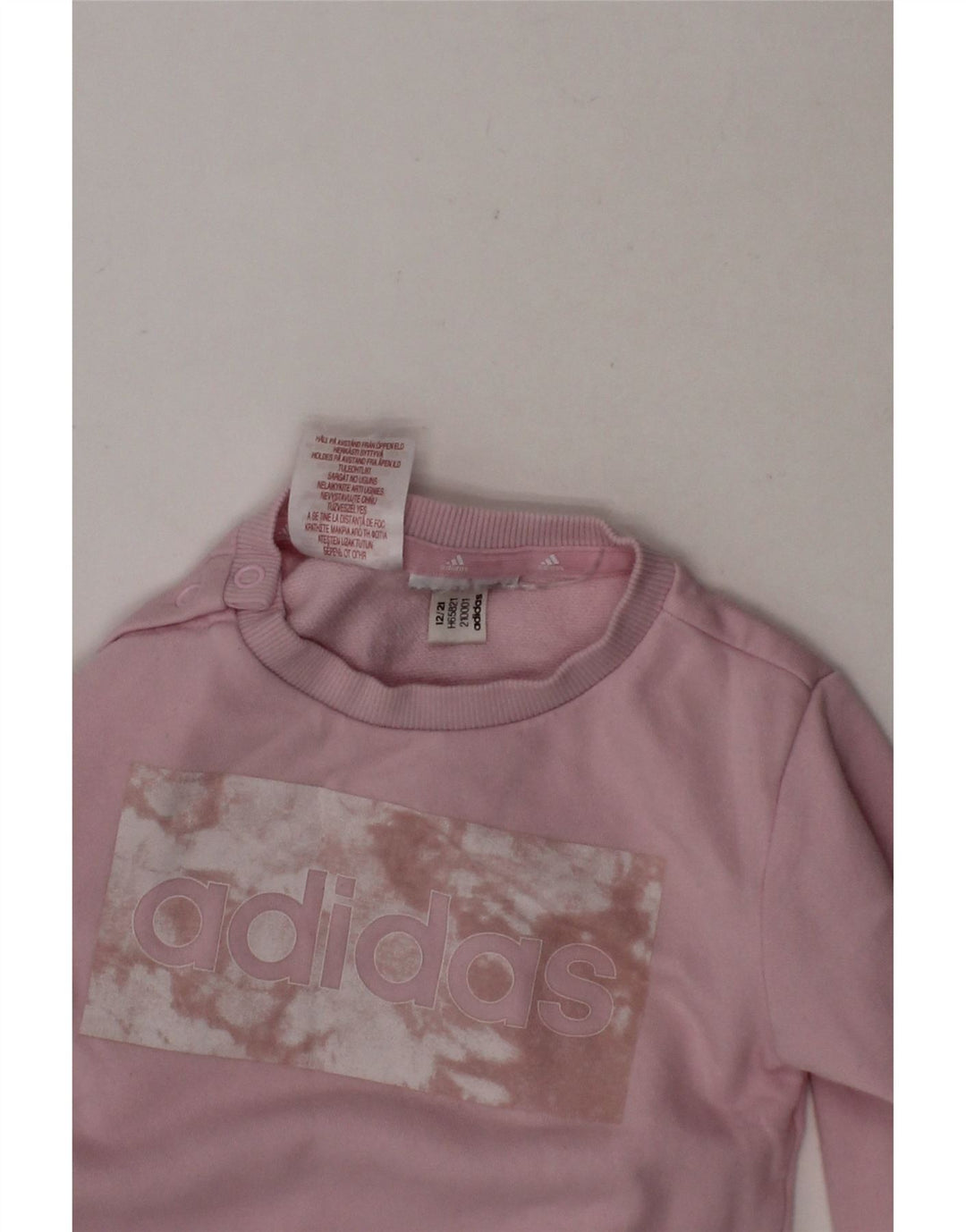 ADIDAS Baby Girls Graphic Sweatshirt Jumper 9-12 Months Purple Cotton Vintage Adidas and Second-Hand Adidas from Messina Hembry 