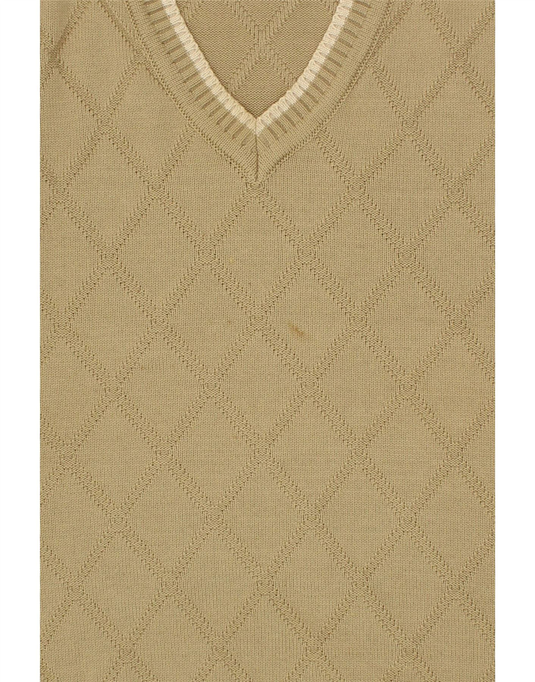 PETER HAHN Mens V-Neck Jumper Sweater UK 40 Medium Beige Argyle/Diamond Vintage Peter Hahn and Second-Hand Peter Hahn from Messina Hembry 