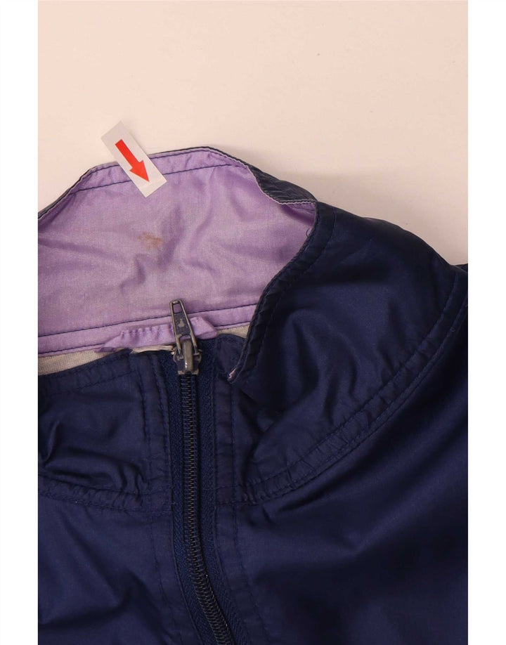 Vintage Mens Tracksuit Top Jacket Large Navy Blue Colourblock Polyamide