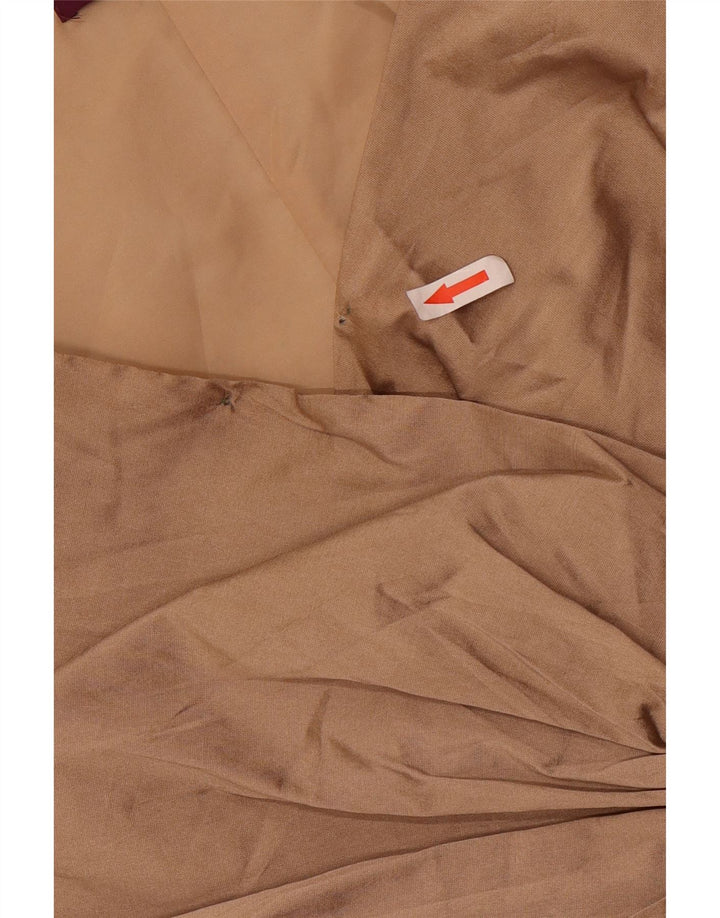 Debut Womens Sleeveless Ruffle Front Sheath Dress UK 18 XL Brown Polyester