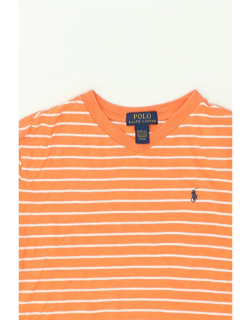 POLO RALPH LAUREN Boys T-Shirt Top 10-11 Years Medium Orange Striped | Vintage Polo Ralph Lauren | Thrift | Second-Hand Polo Ralph Lauren | Used Clothing | Messina Hembry 