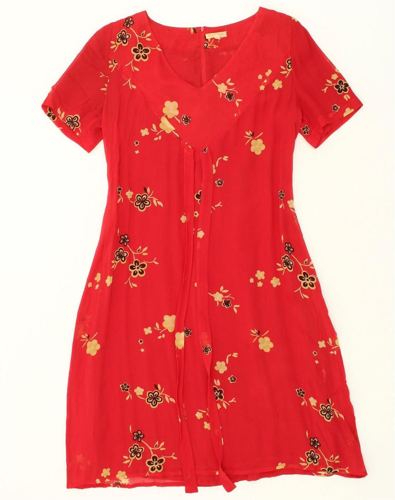 VINTAGE Womens A-Line Dress IT 46 Large Red Floral | Vintage Vintage | Thrift | Second-Hand Vintage | Used Clothing | Messina Hembry 