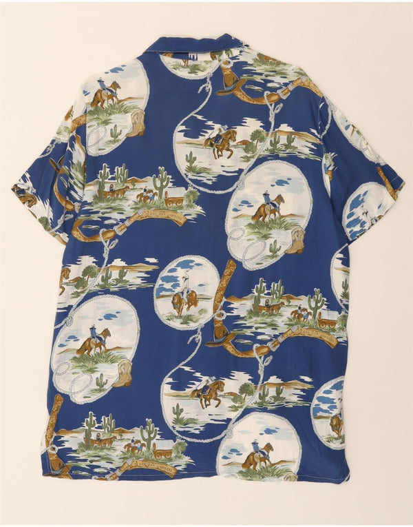 LES COPAINS Womens Abstract Pattern Shirt Dress IT 44 Medium Blue