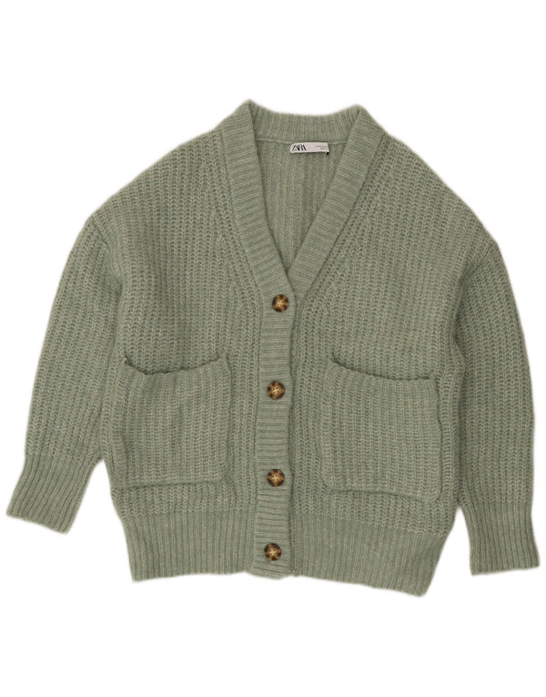 Zara Womens Oversized Cardigan Sweater UK 14 Medium Green