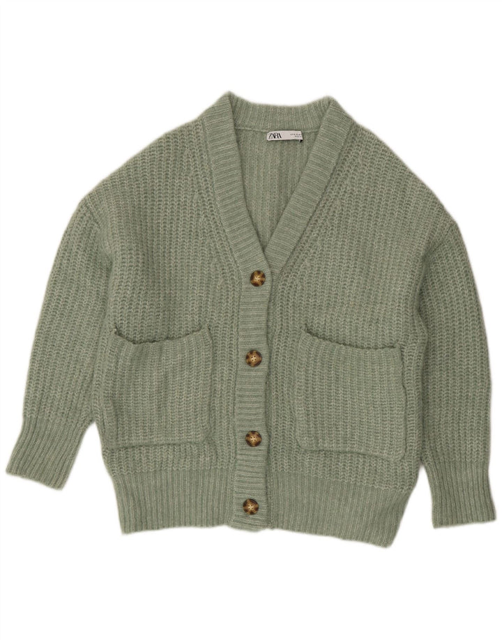 Zara Womens Oversized Cardigan Sweater UK 14 Medium Green
