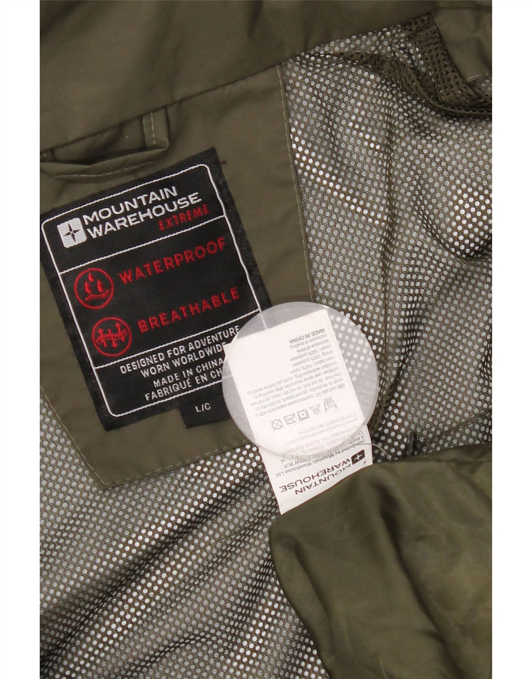 Mountain Warehouse Mens Hooded Rain Jacket UK 40 Large Khaki Nylon