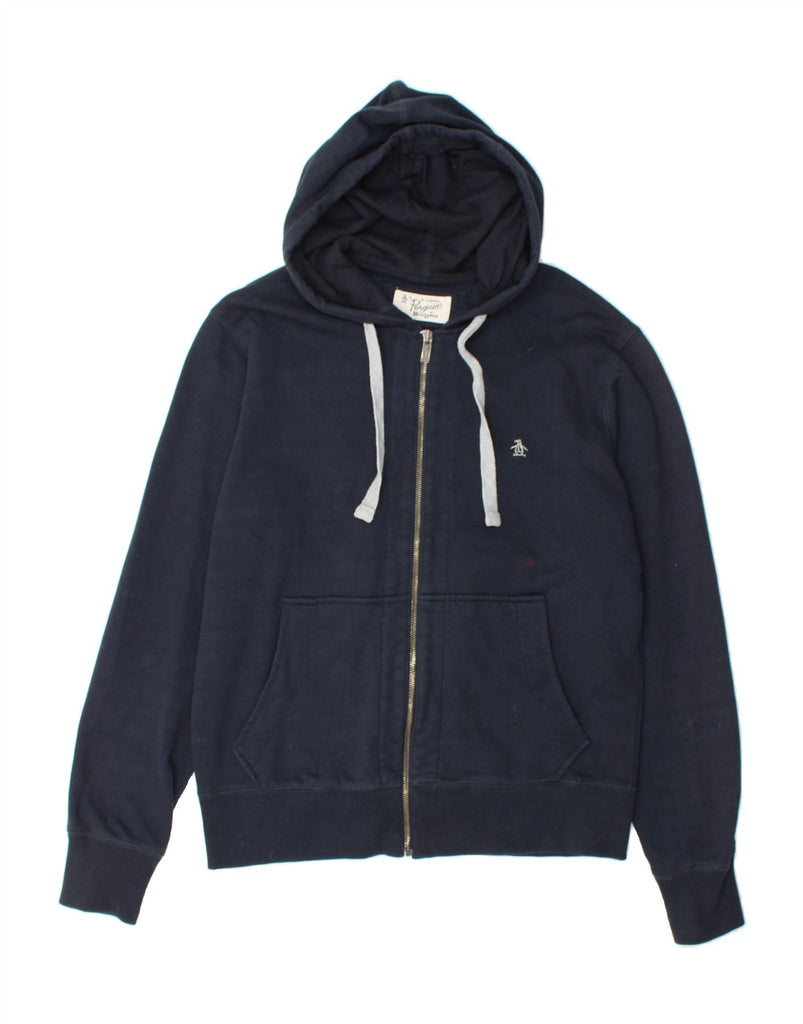PENGUIN Mens Zip Hoodie Sweater Large Navy Blue Cotton Vintage Penguin and Second-Hand Penguin from Messina Hembry 