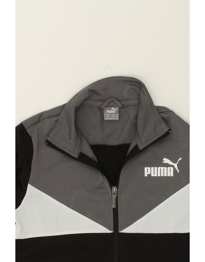 PUMA Boys Graphic Tracksuit Top Jacket 9-10 Years Black Colourblock | Vintage Puma | Thrift | Second-Hand Puma | Used Clothing | Messina Hembry 