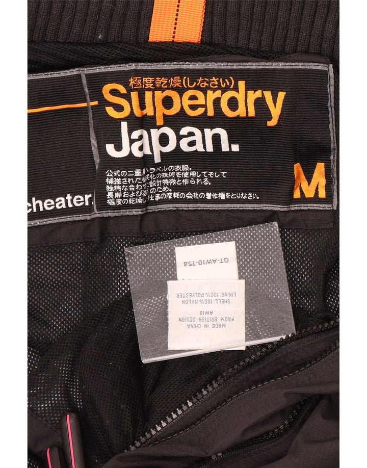 Superdry Womens Windcheater Graphic Windbreaker Jacket UK 12 Medium Black