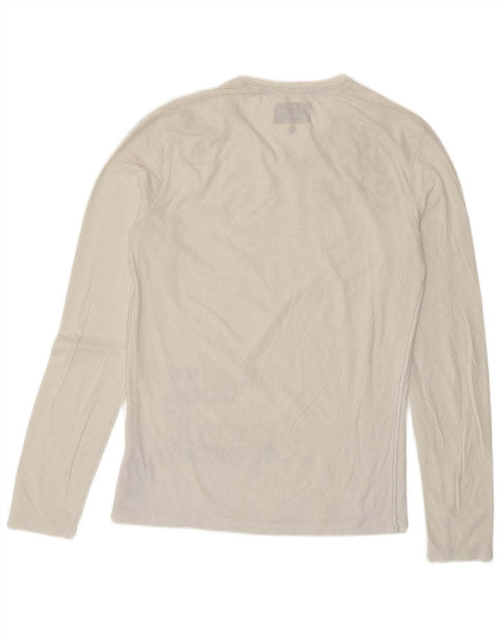 Guess Mens Extra Slim Graphic Top Long Sleeve Medium White Cotton