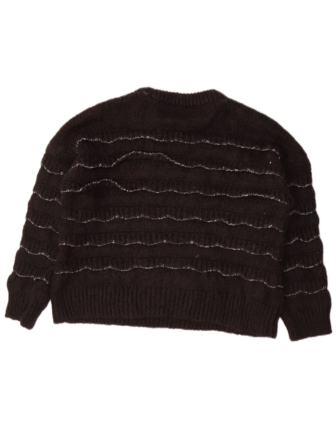 ZARA Womens Oversized Crew Neck Jumper Sweater UK 10 Small Black Striped