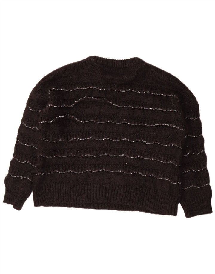 ZARA Womens Oversized Crew Neck Jumper Sweater UK 10 Small Black Striped