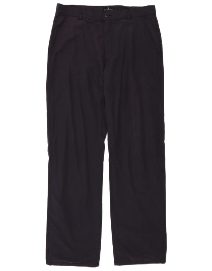 TRUSSARDI Mens Straight Chino Trousers IT 52 XL W36 L34 Navy Blue Cotton