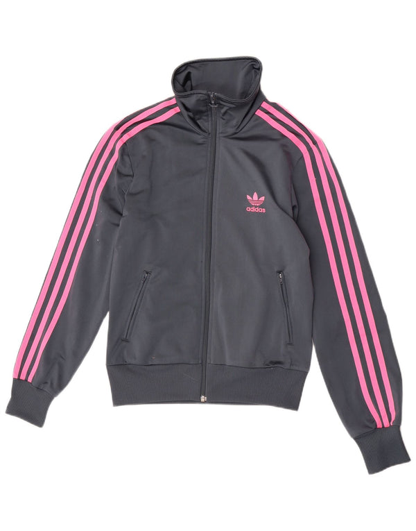 Adidas Womens Tracksuit Top Jacket EU 38 Small Grey Polyester