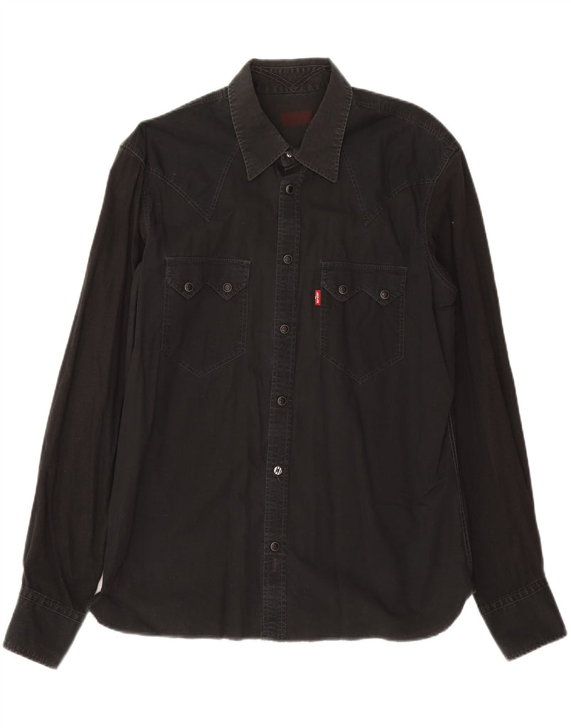LEVI'S Mens Flannel Shirt Large Black Vintage Levi's and Second-Hand Levi's from Messina Hembry 