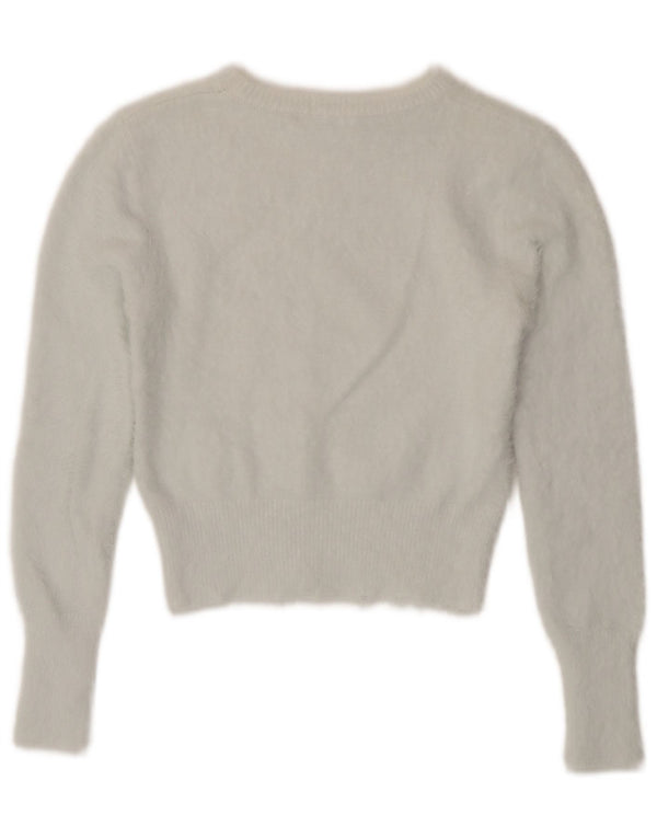 Zara Womens Crop Boat Neck Jumper Sweater UK 12 Medium White Nylon