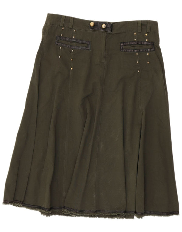 Les Copains Womens Denim Skirt EU 34 XL W34 Green Cotton