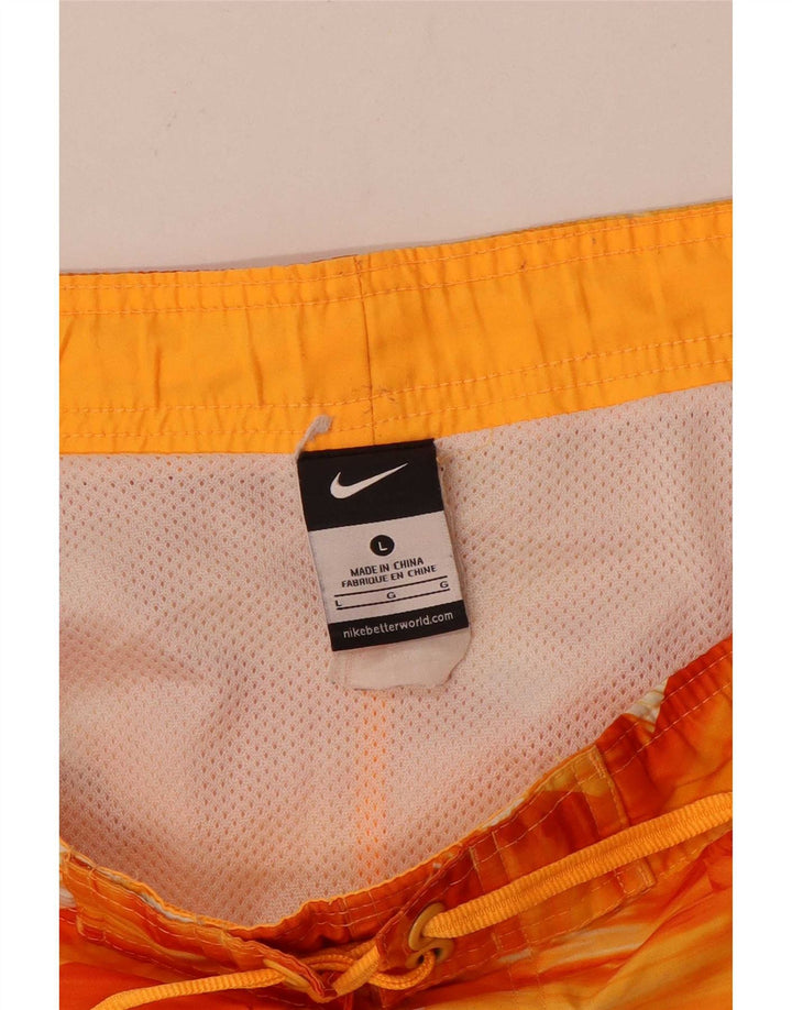 Nike Mens Swimming Shorts Large Orange Geometric