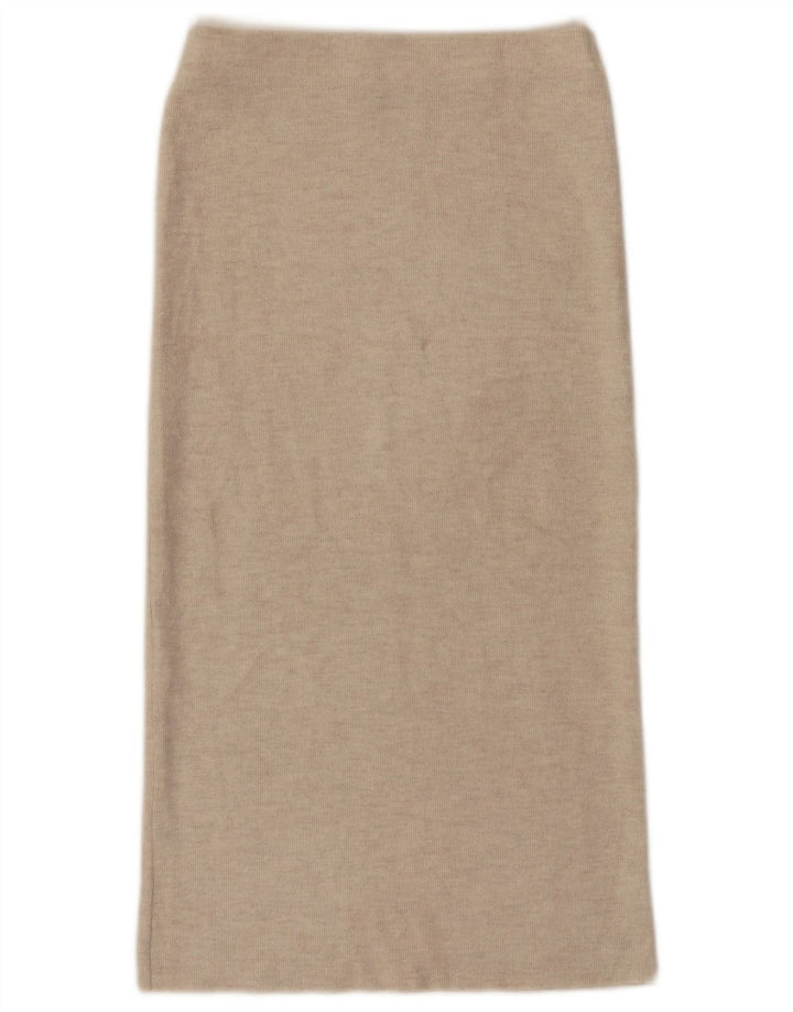 Zara Womens High Waist Midi Skirt Small W26 Beige Polyester