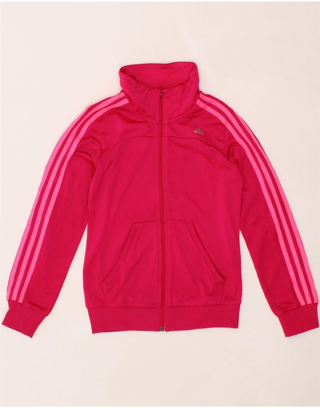 ADIDAS Girls Tracksuit Top Jacket 11-12 Years Red Polyester Vintage Adidas and Second-Hand Adidas from Messina Hembry 