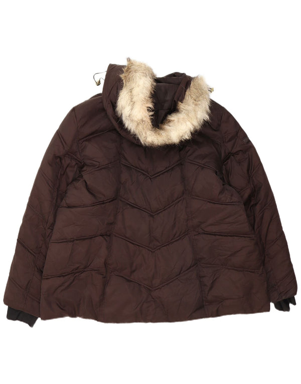Nautica Womens Hooded Padded Jacket UK 20 2XL Brown Polyester