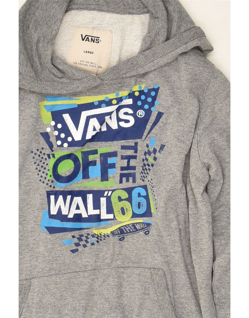 VANS Boys Graphic Hoodie Jumper 12-13 Years Large Grey Cotton | Vintage Vans | Thrift | Second-Hand Vans | Used Clothing | Messina Hembry 