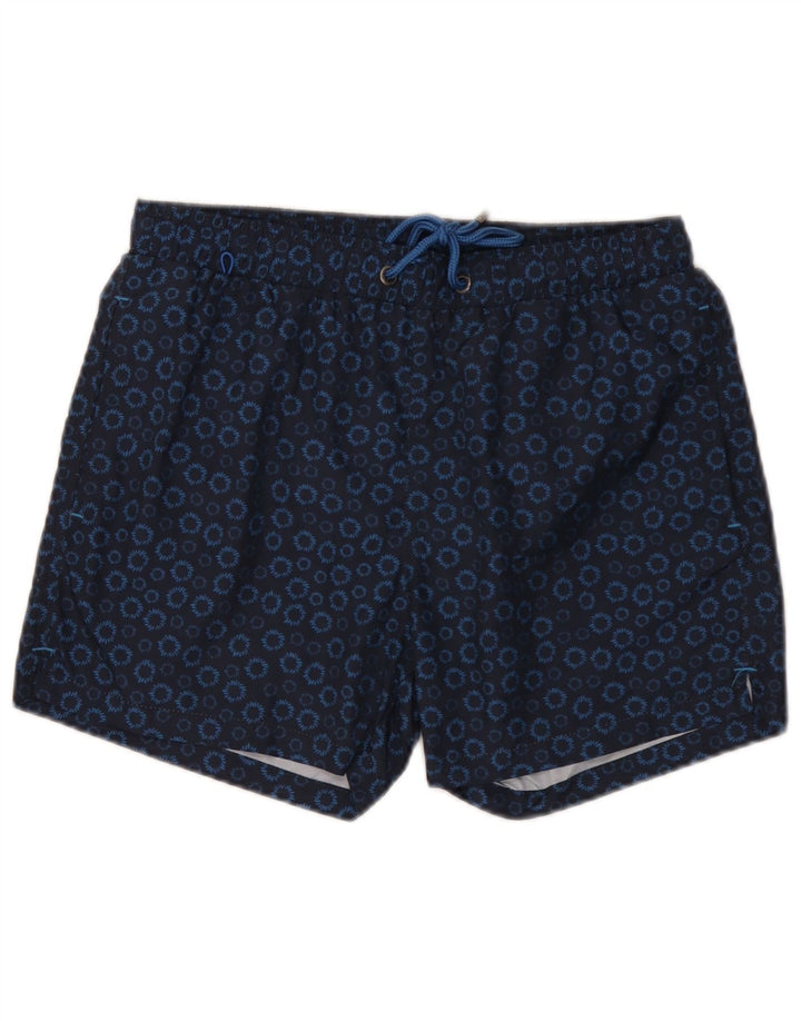 Gutteridge Mens Swimming Shorts Medium  Navy Blue Floral Polyester