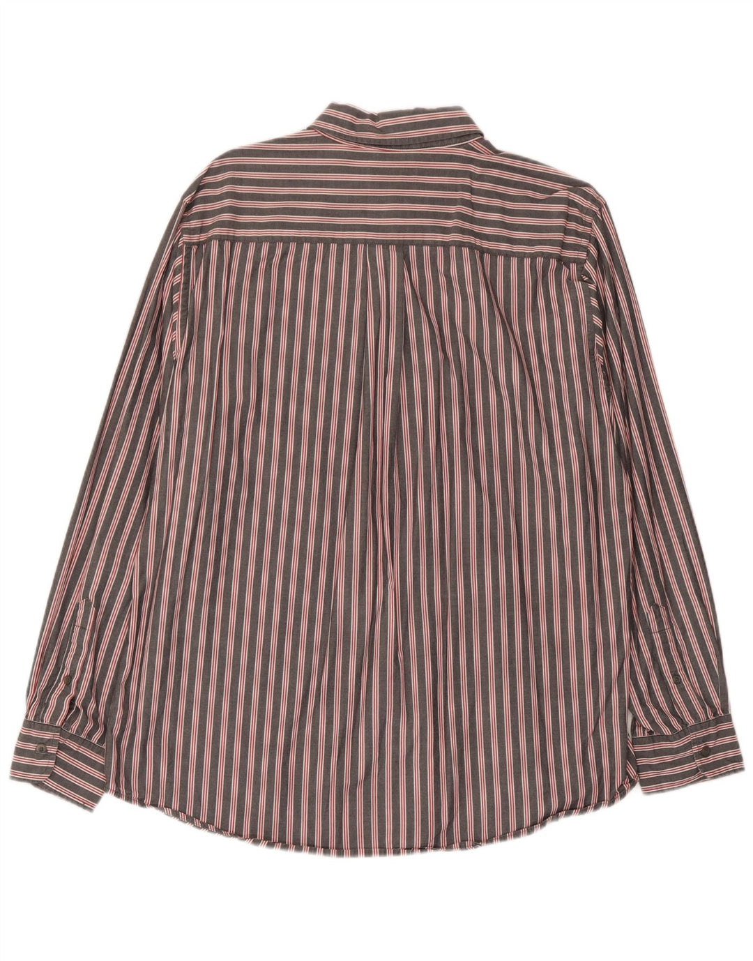Chaps Mens Shirt Large Grey Striped Cotton