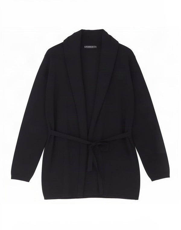 Zara Womens Longline Open Cardigan Sweater UK 18 XL Navy Blue Viscose