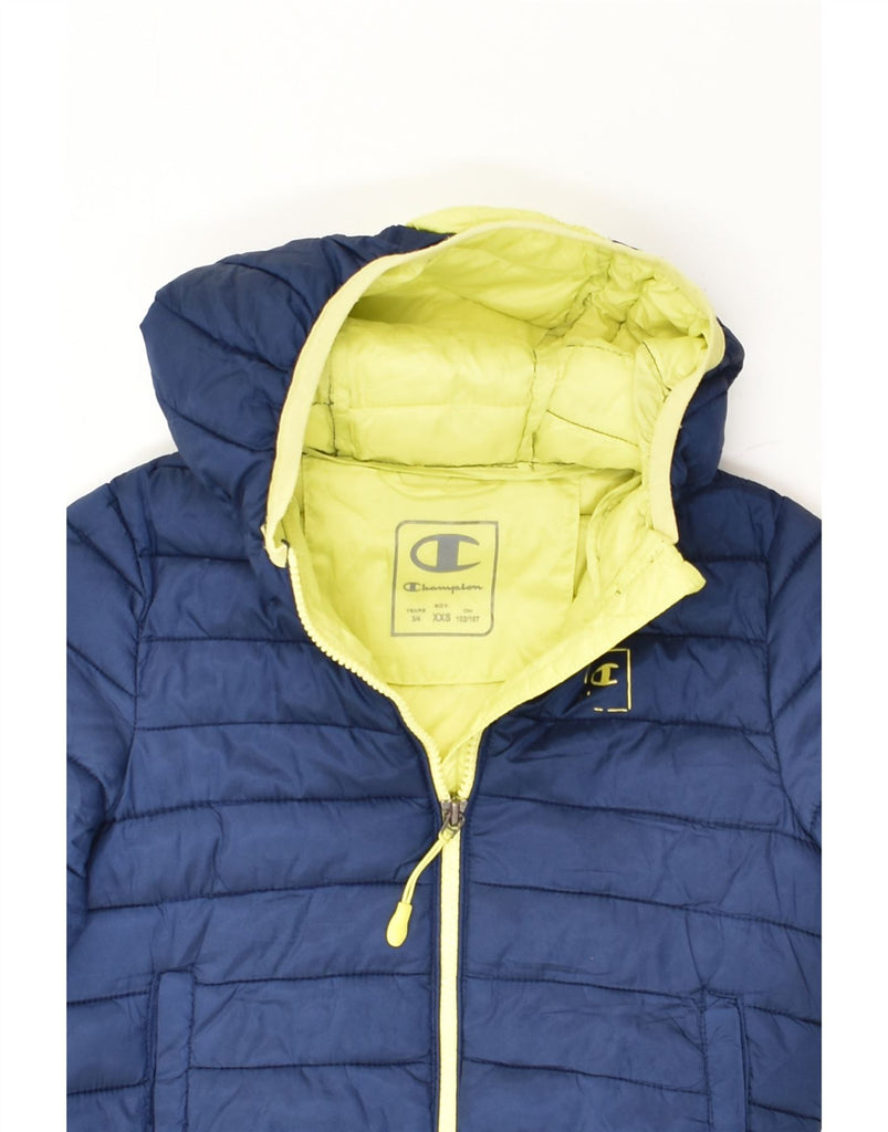 CHAMPION Boys Graphic Hooded Padded Jacket 3-4 Years 2XS Navy Blue | Vintage Champion | Thrift | Second-Hand Champion | Used Clothing | Messina Hembry 