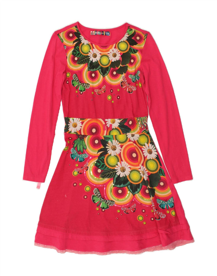 DESIGUAL Girls A-Line Dress 13-14 Years Pink Floral | Vintage Desigual | Thrift | Second-Hand Desigual | Used Clothing | Messina Hembry 