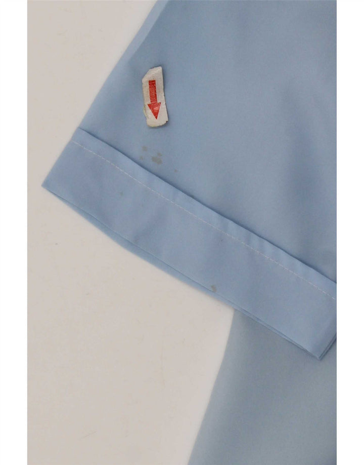 Vintage Womens Short Sleeve Shirt Blouse UK 14 Medium Blue Polyester