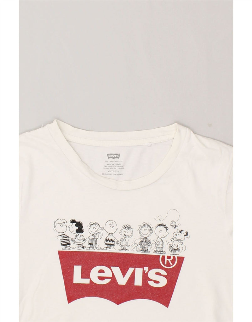 LEVI'S Womens Graphic T-Shirt Top UK 6 XS White Cotton | Vintage Levi's | Thrift | Second-Hand Levi's | Used Clothing | Messina Hembry 