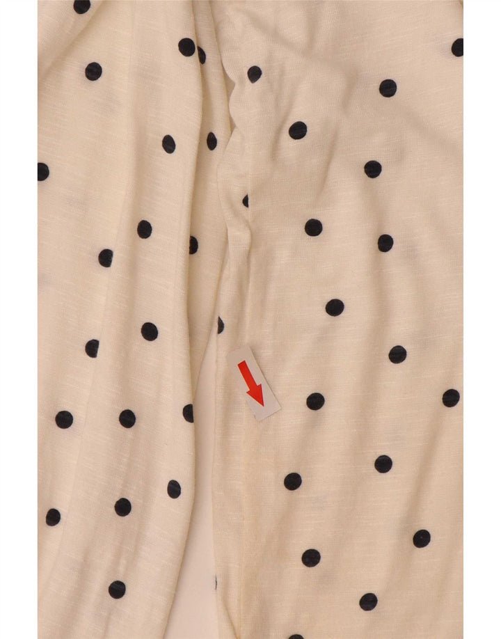 Marks & Spencer Womens Top Long Sleeve UK 14 Large Off White Spotted