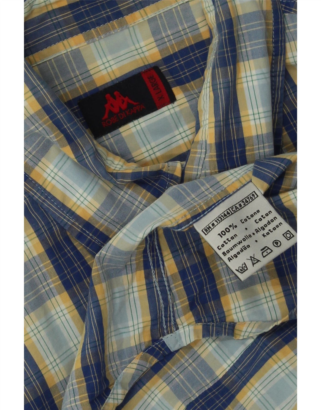 Kappa Mens Shirt XL Blue Check Cotton