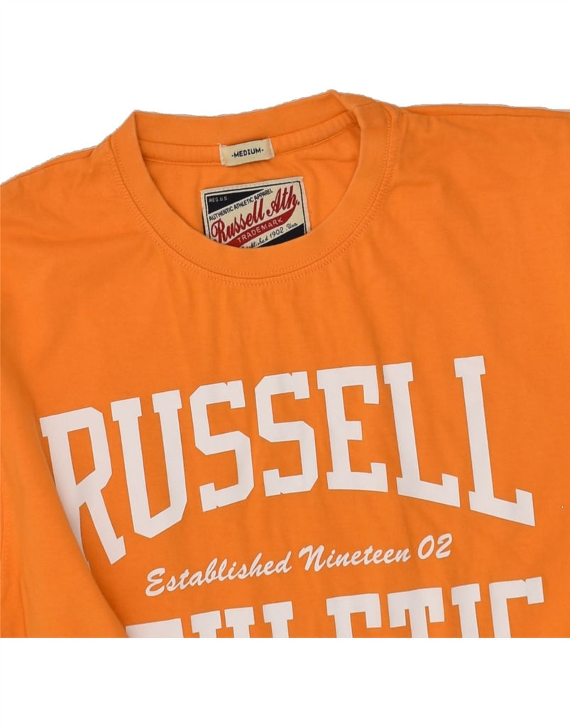 RUSSELL ATHLETIC Mens Graphic T-Shirt Top Medium Yellow Cotton | Vintage Russell Athletic | Thrift | Second-Hand Russell Athletic | Used Clothing | Messina Hembry 