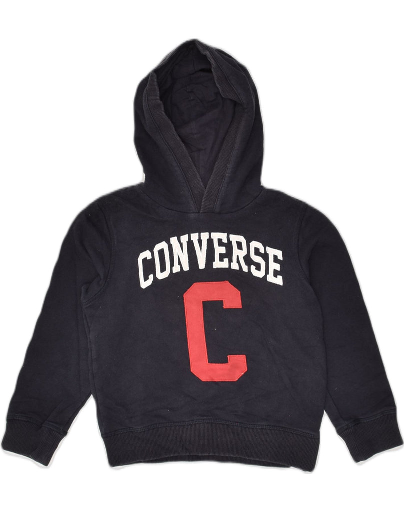 CONVERSE Boys Graphic Hoodie Jumper 5-6 Years Black Cotton | Vintage Converse | Thrift | Second-Hand Converse | Used Clothing | Messina Hembry 