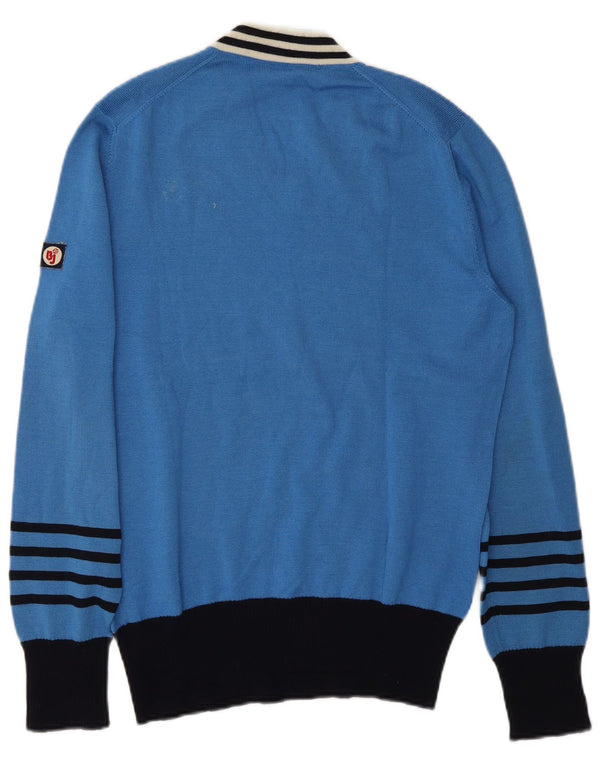 Fila Mens Maglificio Biellesse V-Neck Jumper Sweater UK 36 Small Blue