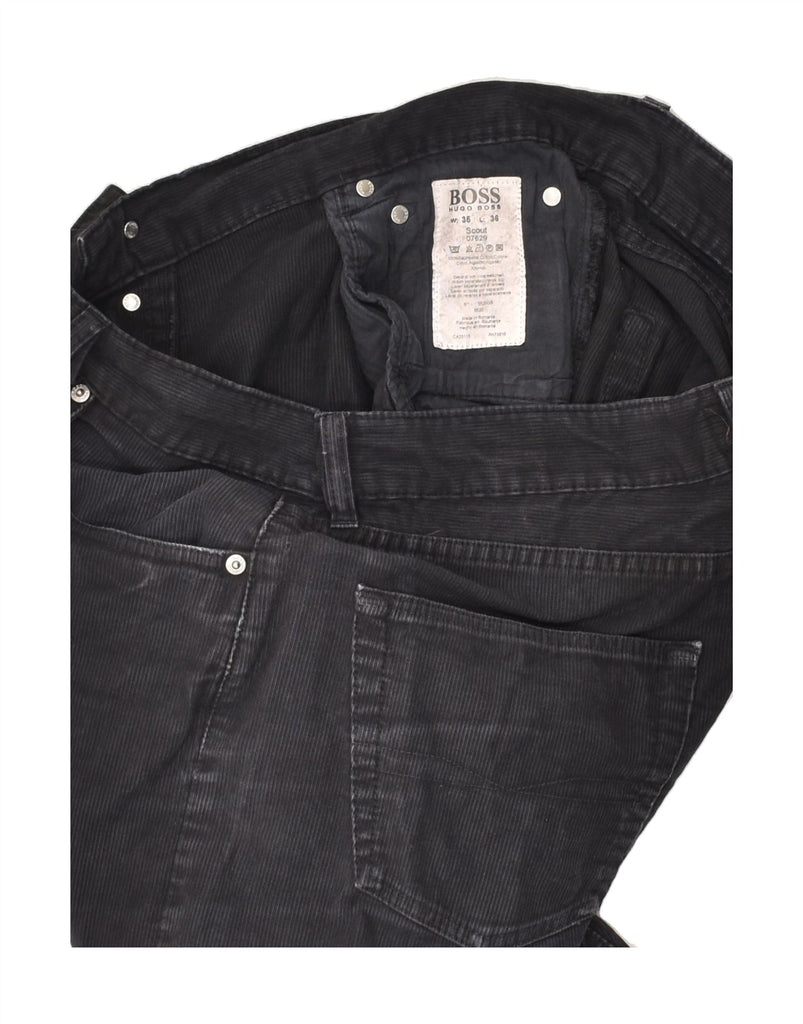 HUGO BOSS Mens Scout Straight Corduroy Trousers W35 L33 Black Cotton | Vintage Hugo Boss | Thrift | Second-Hand Hugo Boss | Used Clothing | Messina Hembry 