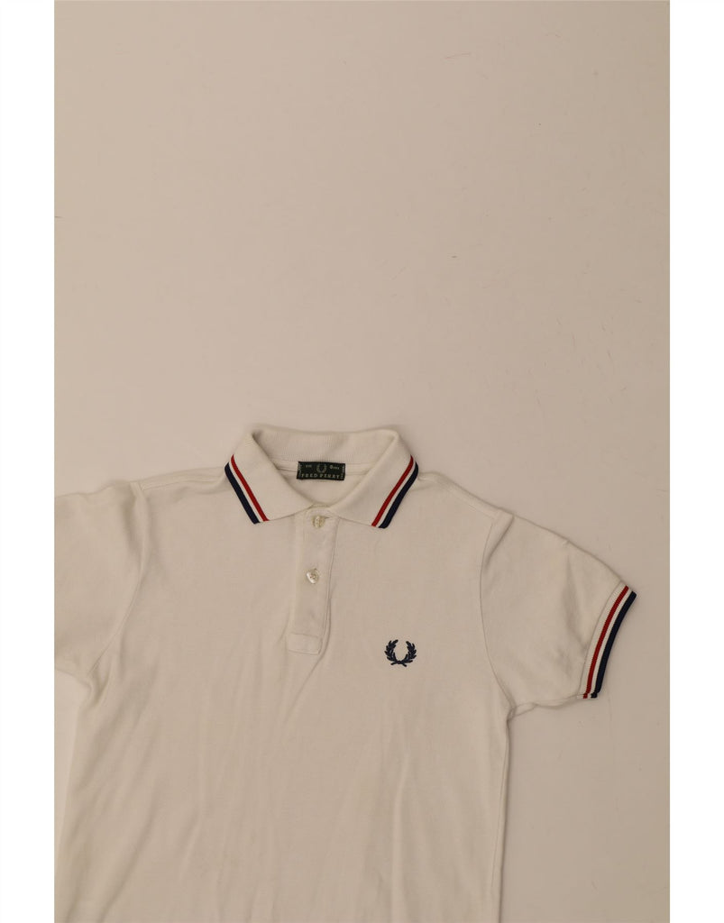 FRED PERRY Boys Polo Shirt 7-8 Years White Cotton Vintage Fred Perry and Second-Hand Fred Perry from Messina Hembry 