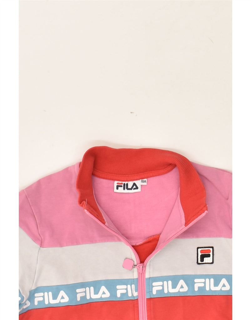 FILA Girls Graphic Tracksuit Top Jacket 9-10 Years Red Colourblock Cotton | Vintage Fila | Thrift | Second-Hand Fila | Used Clothing | Messina Hembry 